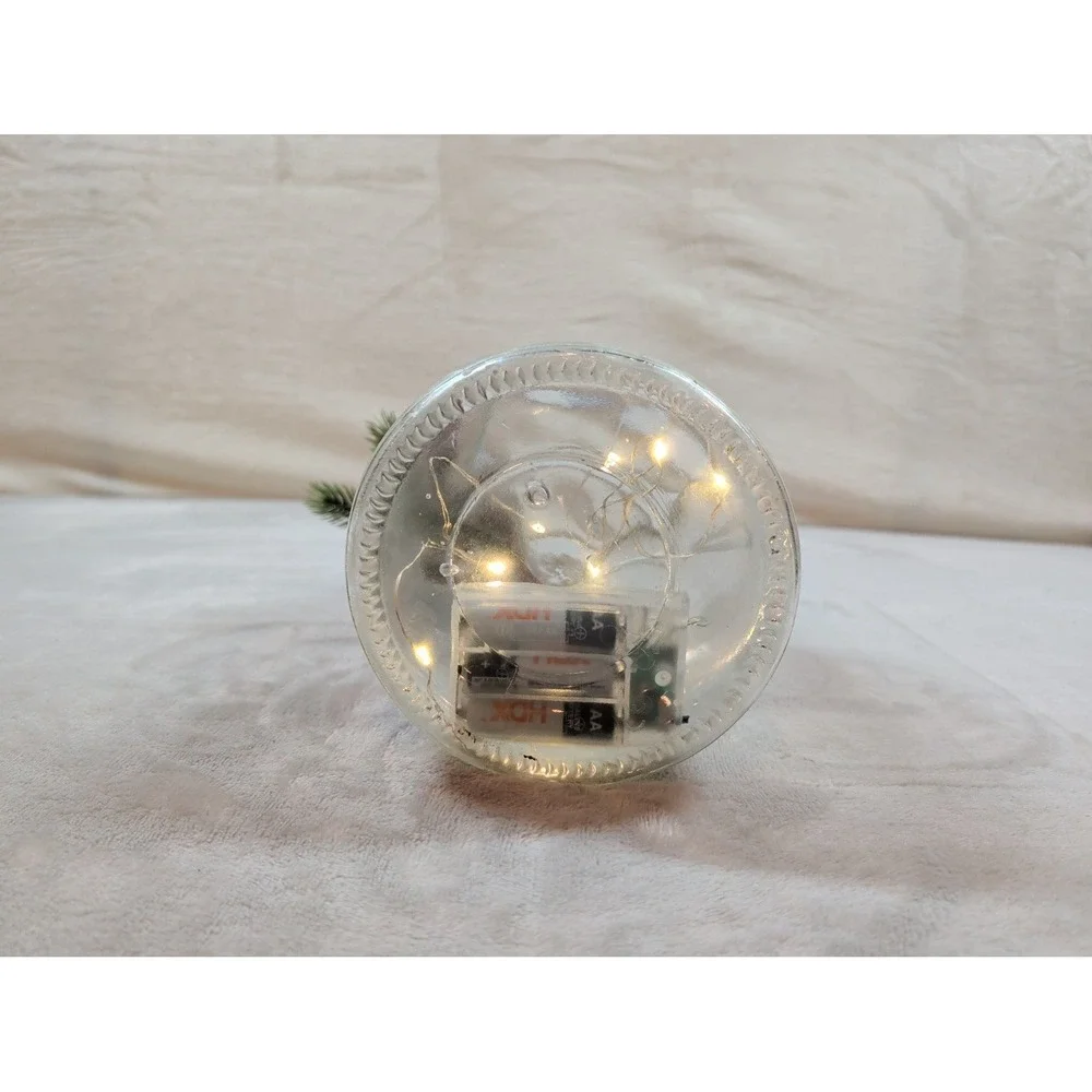 Gerson International Lighted Frosted Glass Christmas Luminary Jar Tis the Season